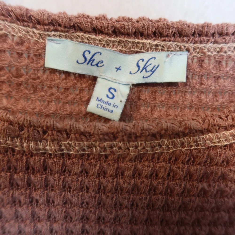 She + Sky Rust Powder Pink Oversized Baggy Waffle Knit Crew Neck Sweater Small
